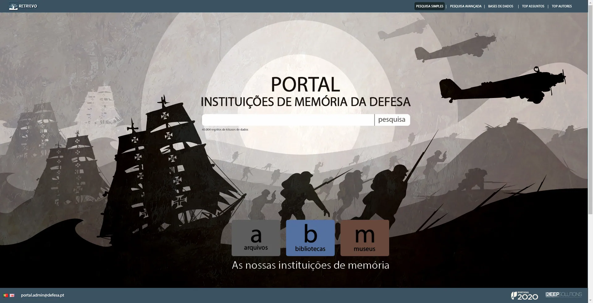 Portal Instituições de Memória da Defesa — original interface design