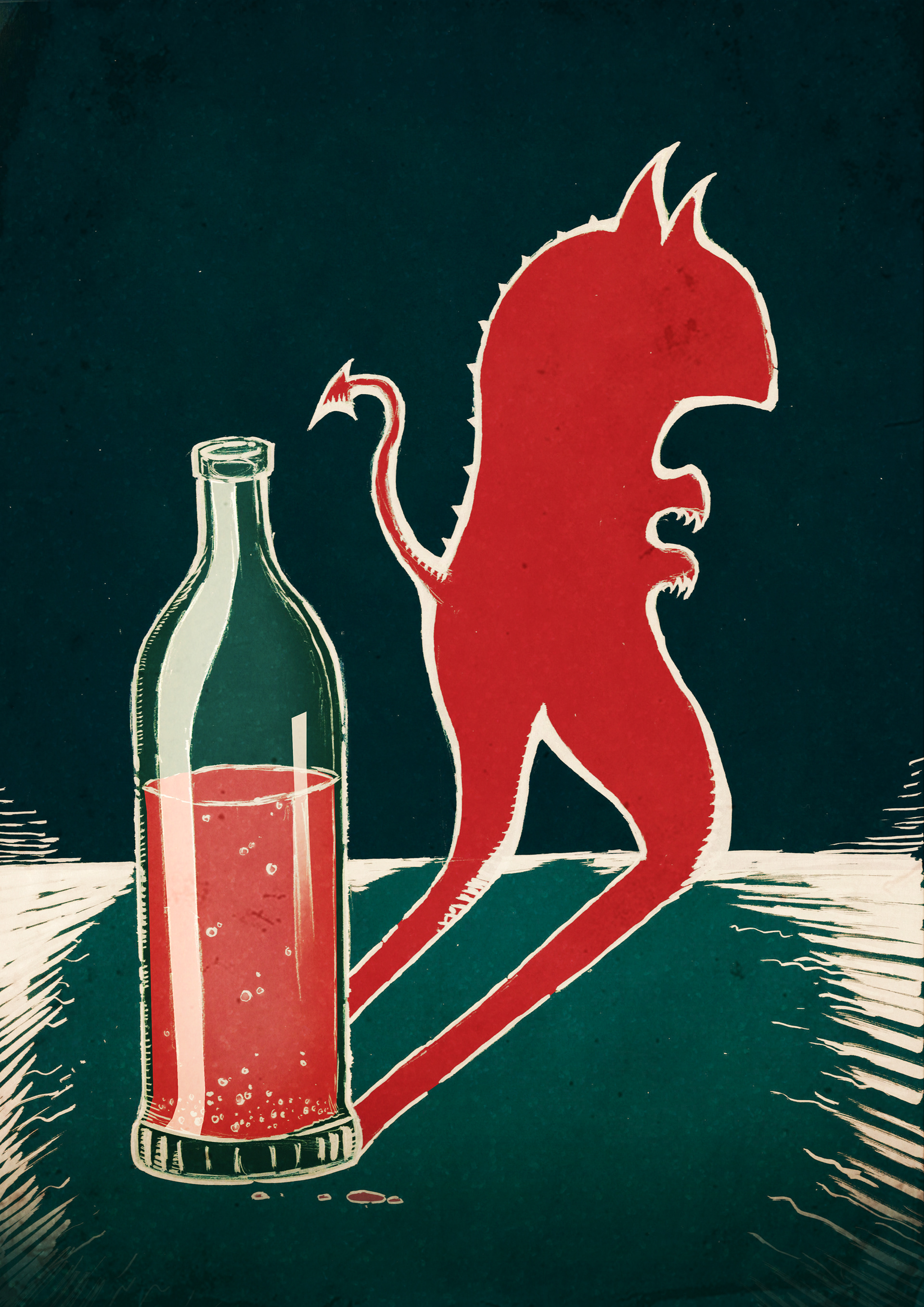 Reduzir riscos illustration: the bottle and its shadow without text