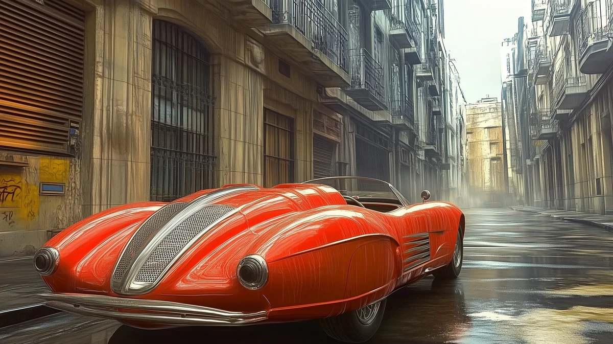 Red streamliner — AI visual study