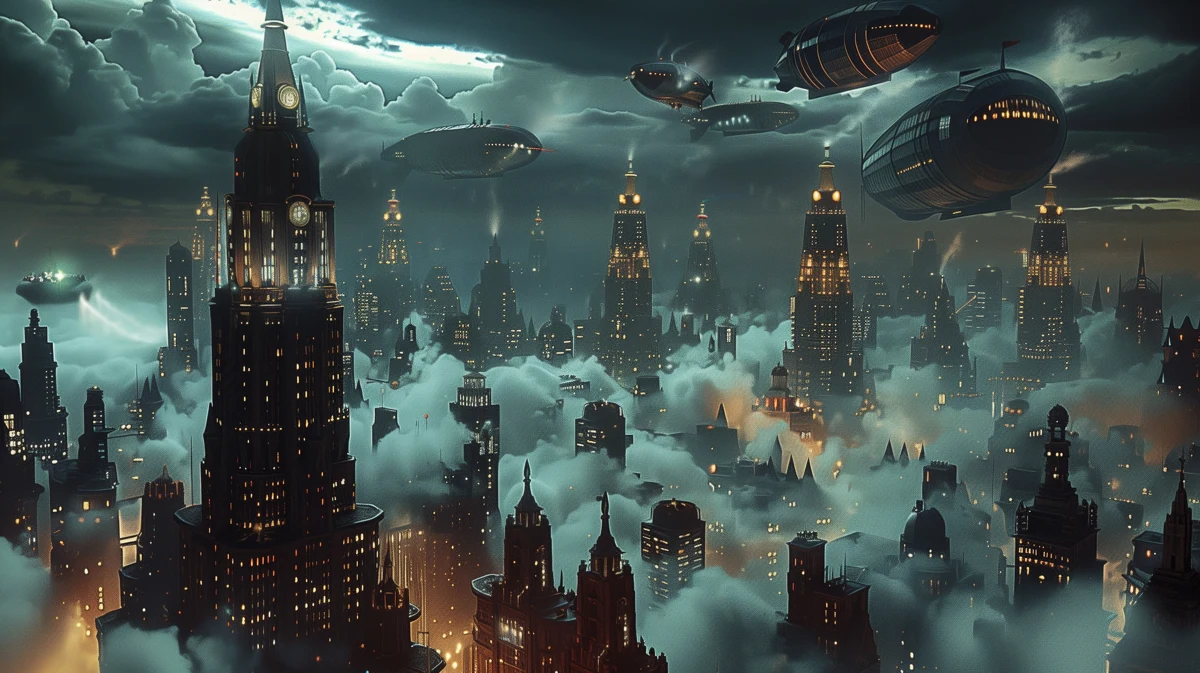 Clockwork skyline — AI visual study
