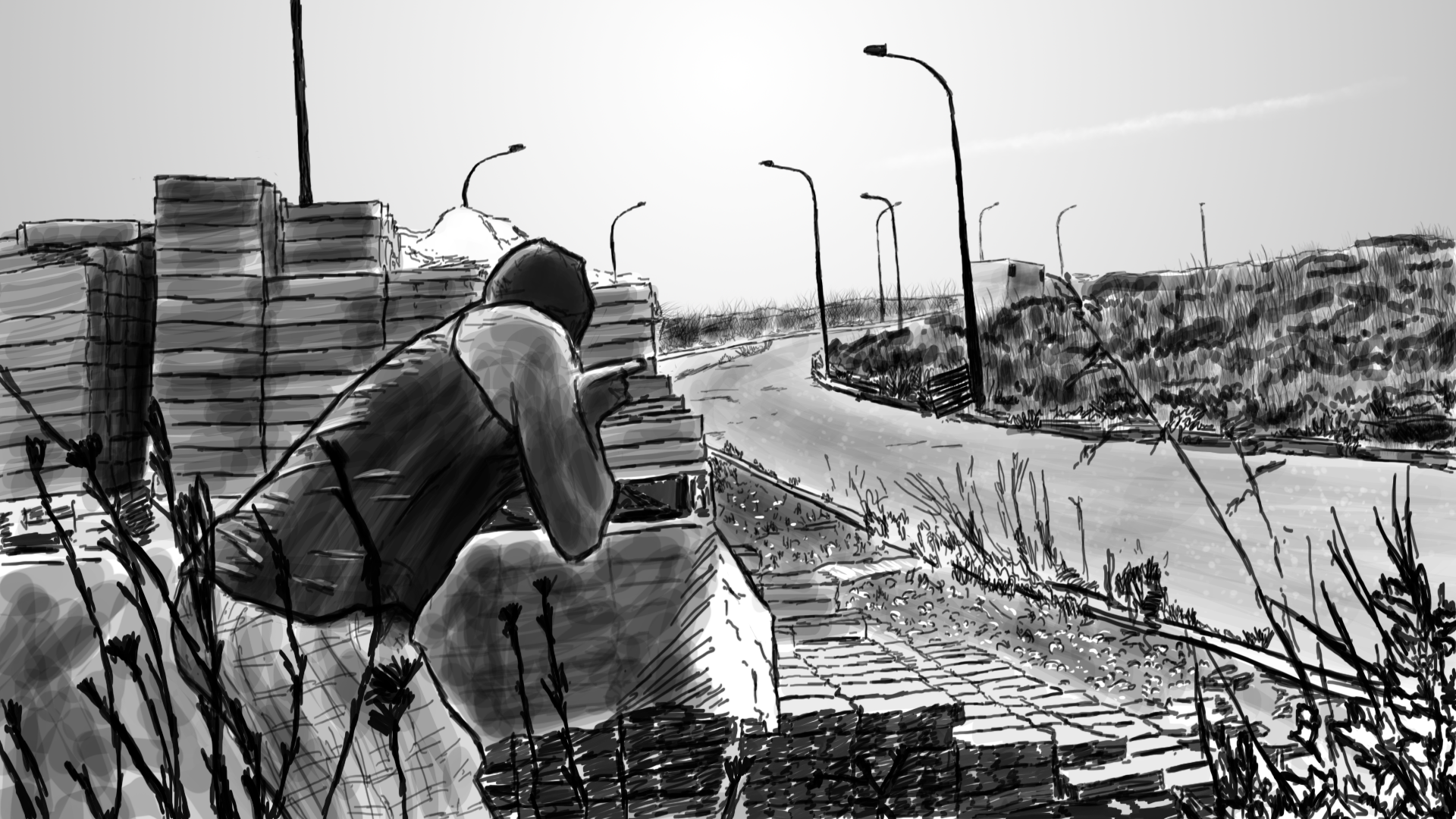 Outdoor figure / monochrome study