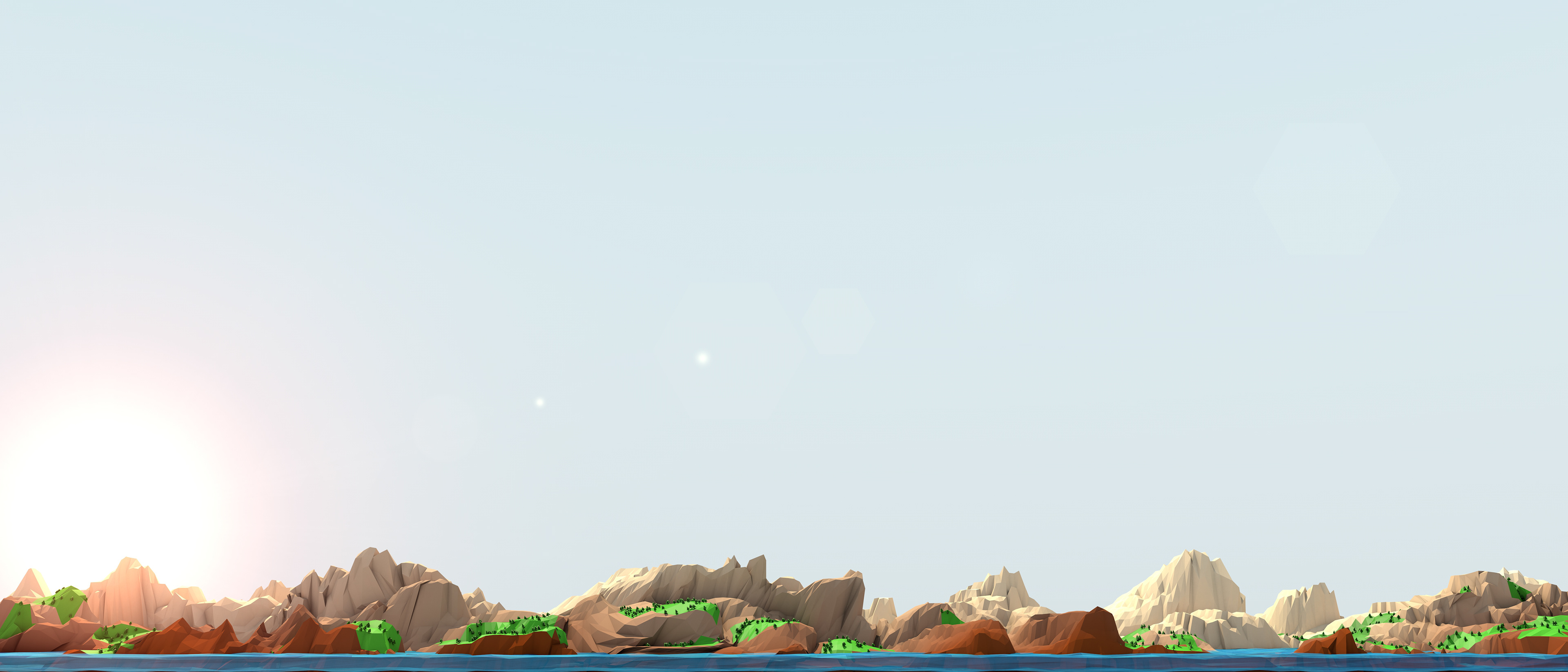 Low poly mountains rendered in Cinema 4D