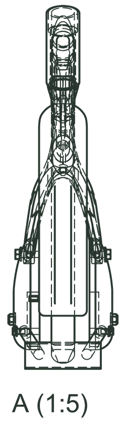 Detail A at 1:5 — the rear end of the frame