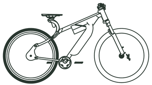 Line drawing of the complete bicycle