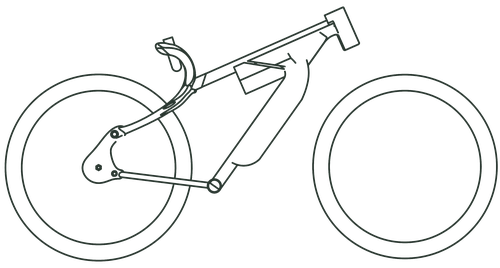 Line drawing of the frame with both wheels