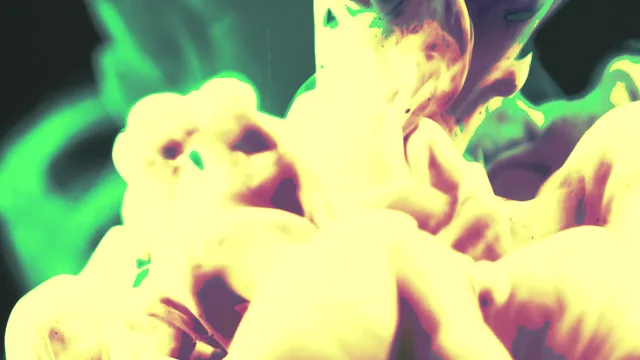 Clouds of yellow, green and magenta smoke
