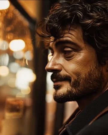 António Vale, the narrator, in profile against the bus window at night