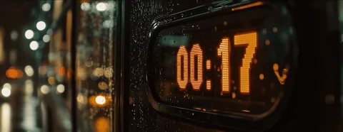 An orange digital clock reading 00:17