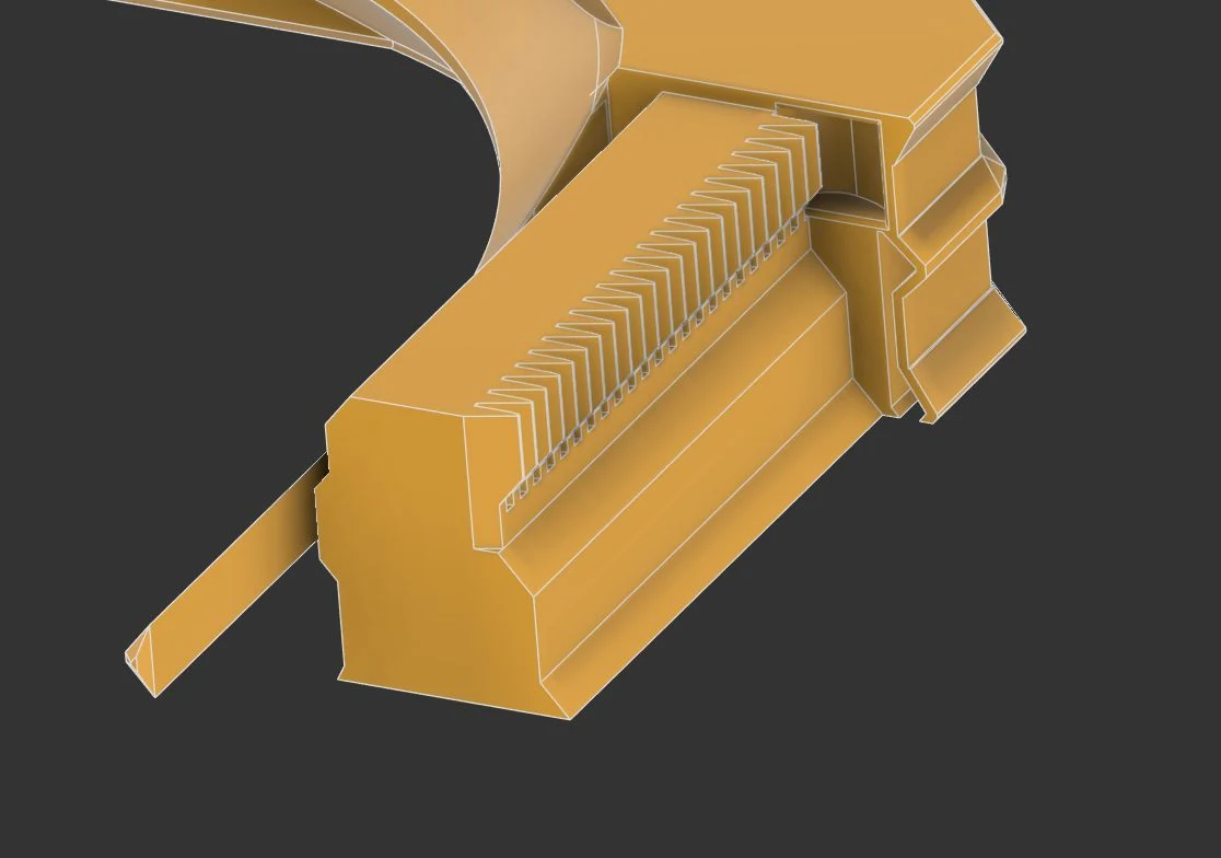 CAD close-up of sliding mechanism
