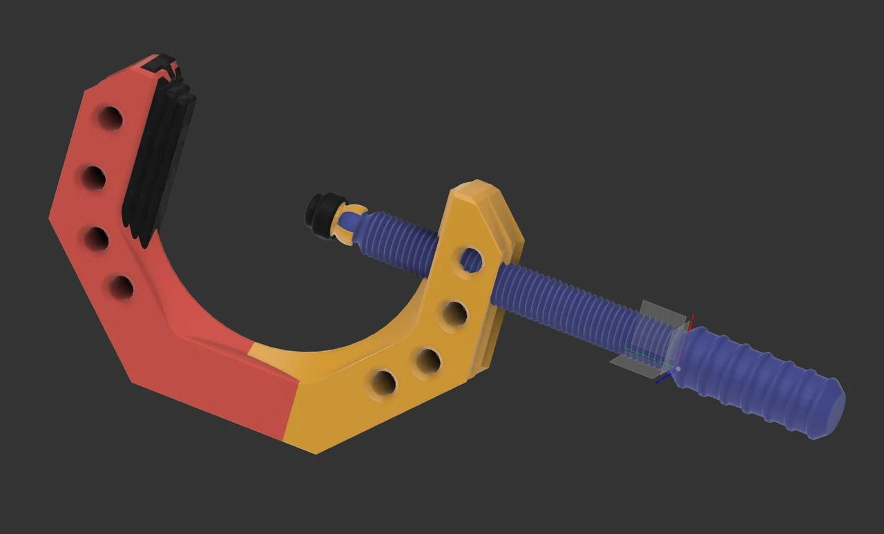 CAD model of the two-part extendable clamp