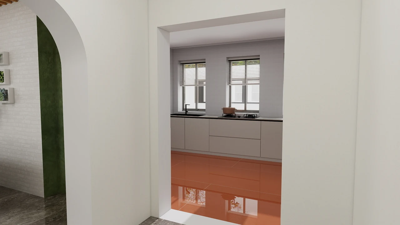 Transition from the shared area to the technical kitchen