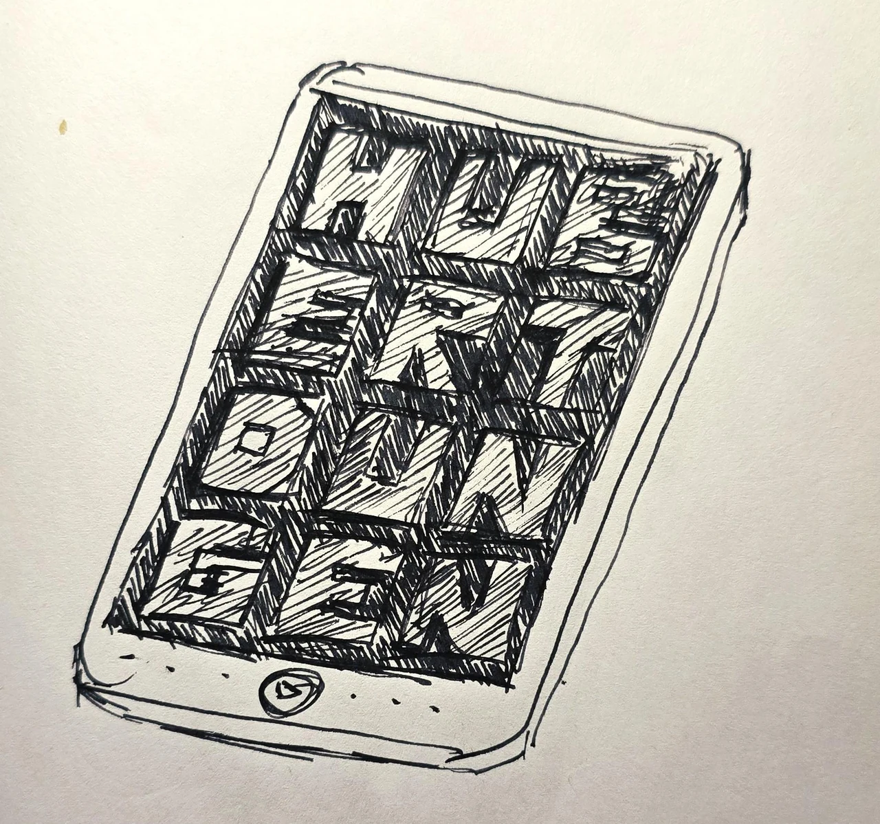 Original hand-drawn tablet interface and structure study